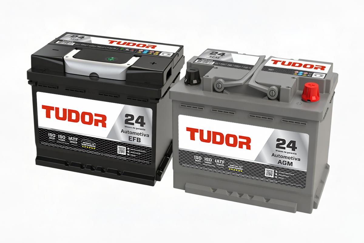 baterias tudor efb e agm lado a lado